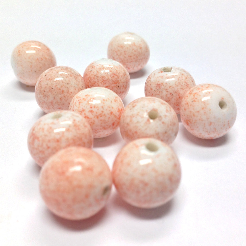 8MM White Peach Coral Glass Round Bead (200 pieces)
