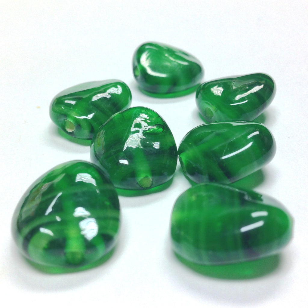 13X12MM Emerald Glass Baroque Oval Bead (36 pieces)