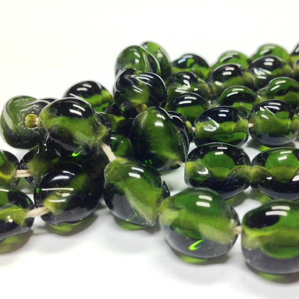 10MM Olive Green Baroque Glass Bead (72 pieces)