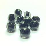 10MM Grey & Jet Black Ribbed Glass Bead (72 pieces)
