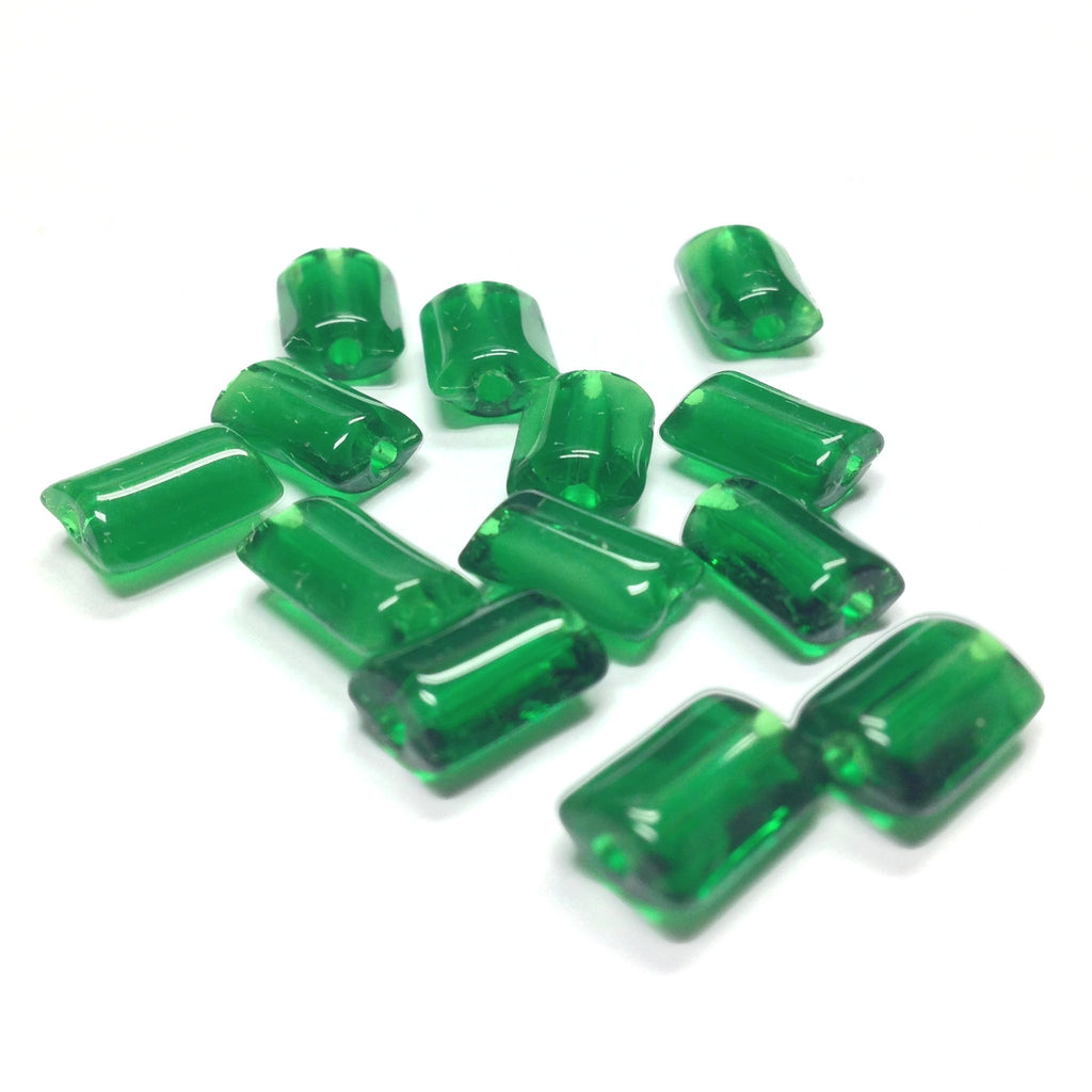 9X6MM Emerald Green Glass Rectangle Bead (144 pieces)