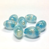 15X10MM Aqua/White Opal Glass Oval Bead (24 pieces)