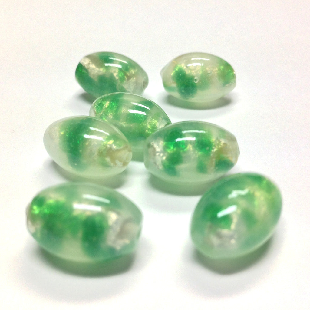 15X10MM Jade/White Opal Glass Oval Bead (24 pieces)