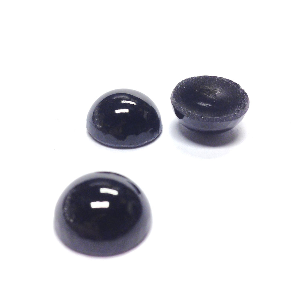 13MM Black Glass Ear Button (12 pieces)