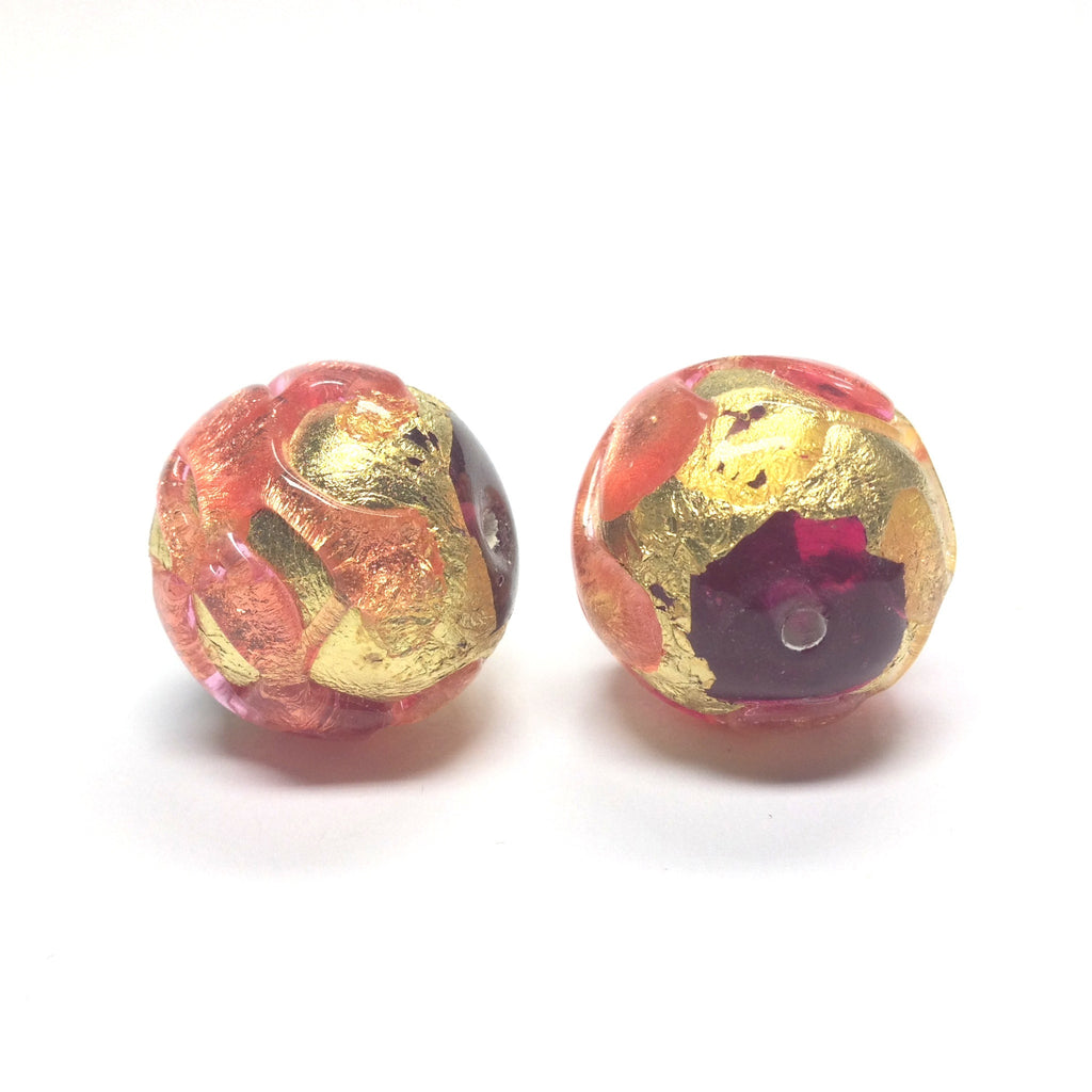 20MM Ruby/Gold Foiled Bead (1 pieces)
