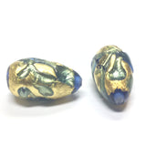 14X24MM Sapphire/Gold Foil Pear Bead (1 pieces)