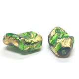 25X18MM Emerald/Gold Foil Twist Bead (1 pieces)