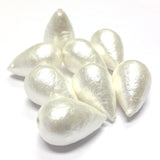 22X13MM Papermache White Cotton Pearl Pear Bead