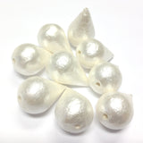 27X20MM Papermache White Cotton Pearl Pear Bead