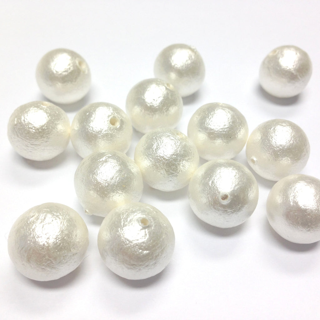 10MM Paper Mache White Cotton Pearl Bead