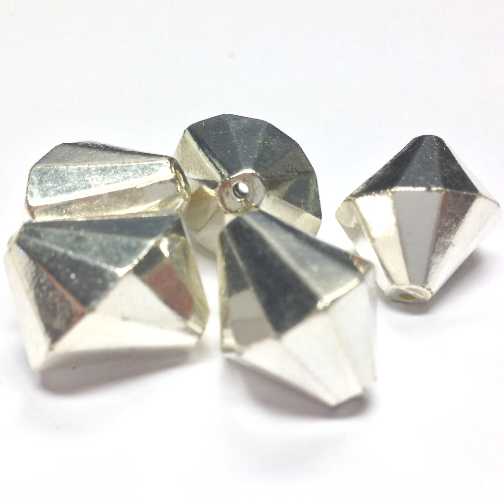 17MM Silver Faceted Pyramid Bead (24 pieces)