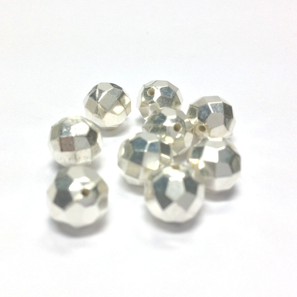 8MM Silver Faceted Round Bead (72 pieces)