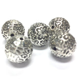 14MM Ant.Silver Fancy Round Bead (24 pieces)