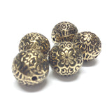 14MM Ant.Ham.Gold Fancy Round Bead (24 pieces)