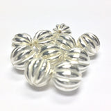 12MM Silver Fluted Round Bead (36 pieces)