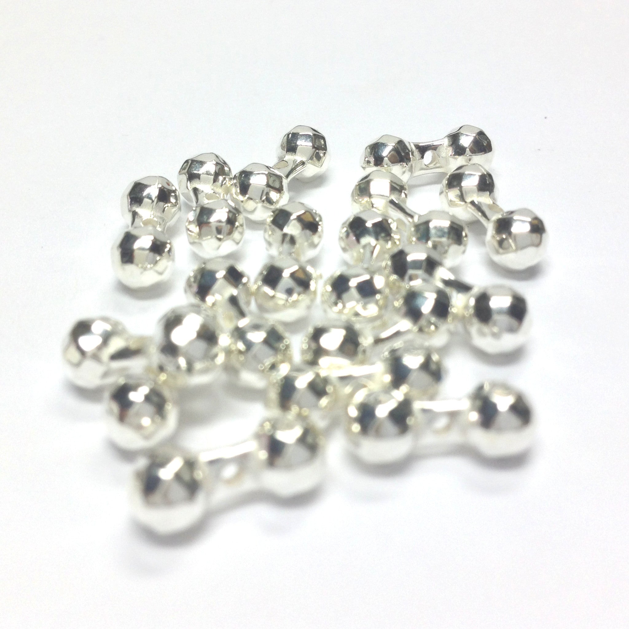 4.8MM Silver Faceted Dumbbell Bead (72 pieces)