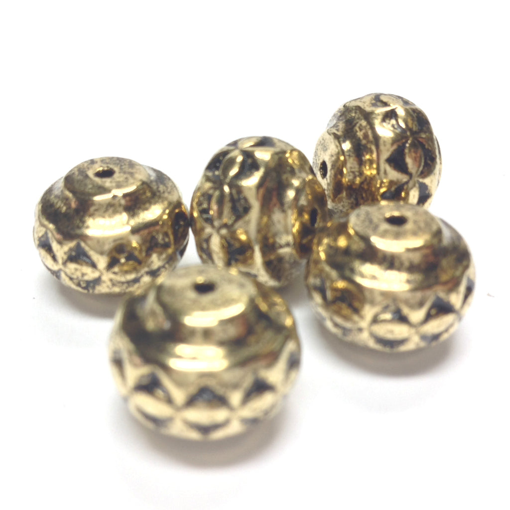 18X14MM Ant.Ham.Gold Rondel (12 pieces)