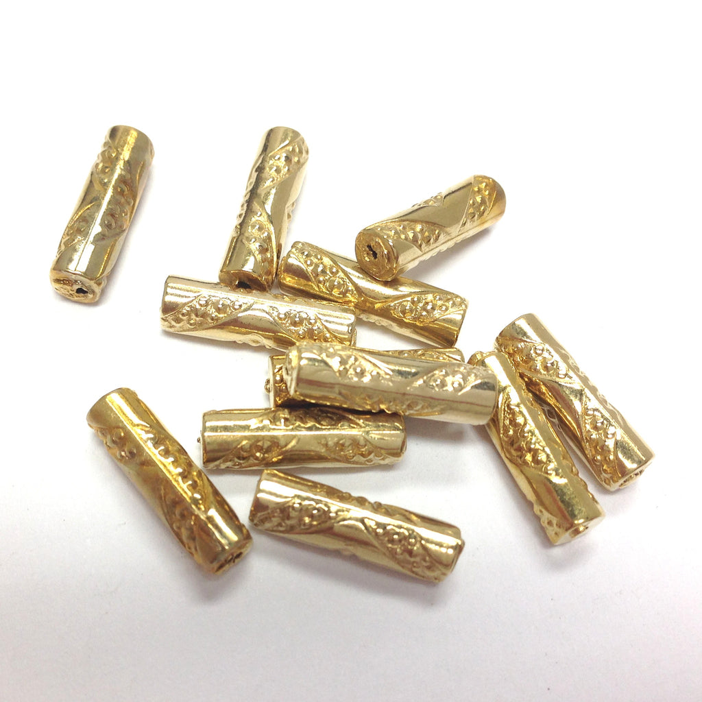 15X4MM Gold Fancy Tube Bead (144 pieces)