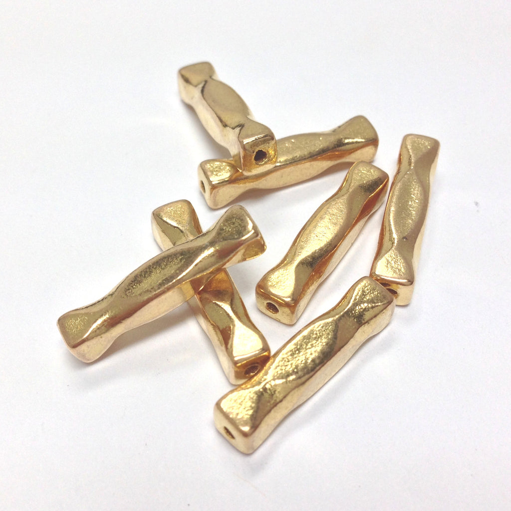 20X5MM Ham.Gold Fancy Tube Bead (36 pieces)