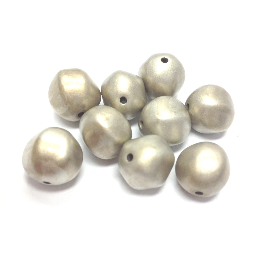 15MM Mat Silver Nugget Bead (24 pieces)