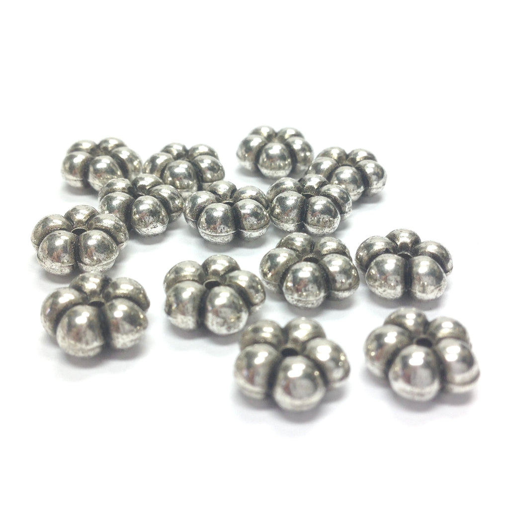 10MM Ant.Silver Flower Rondel (144 pieces)