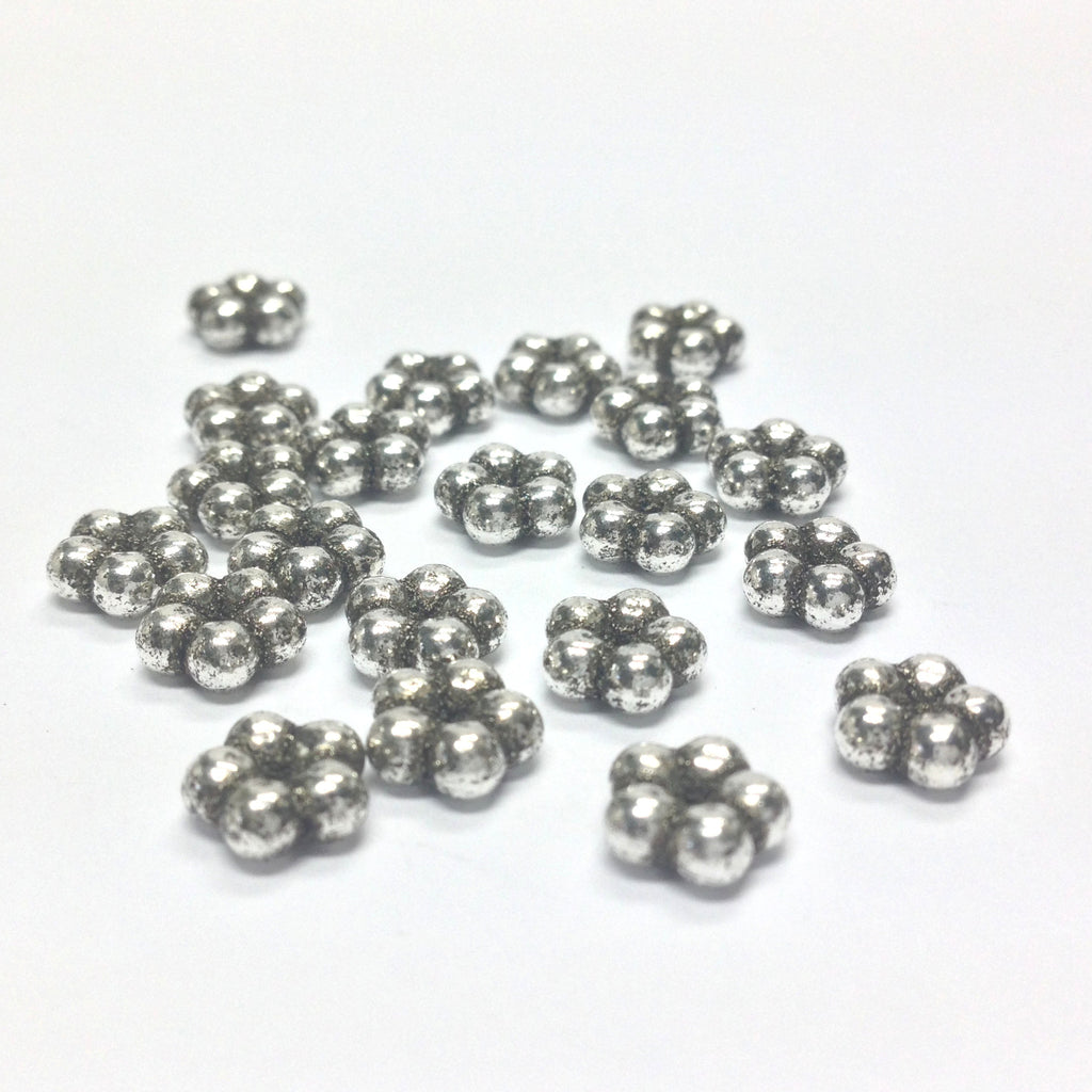 8MM Ant.Silver Flower Rondel (144 pieces)