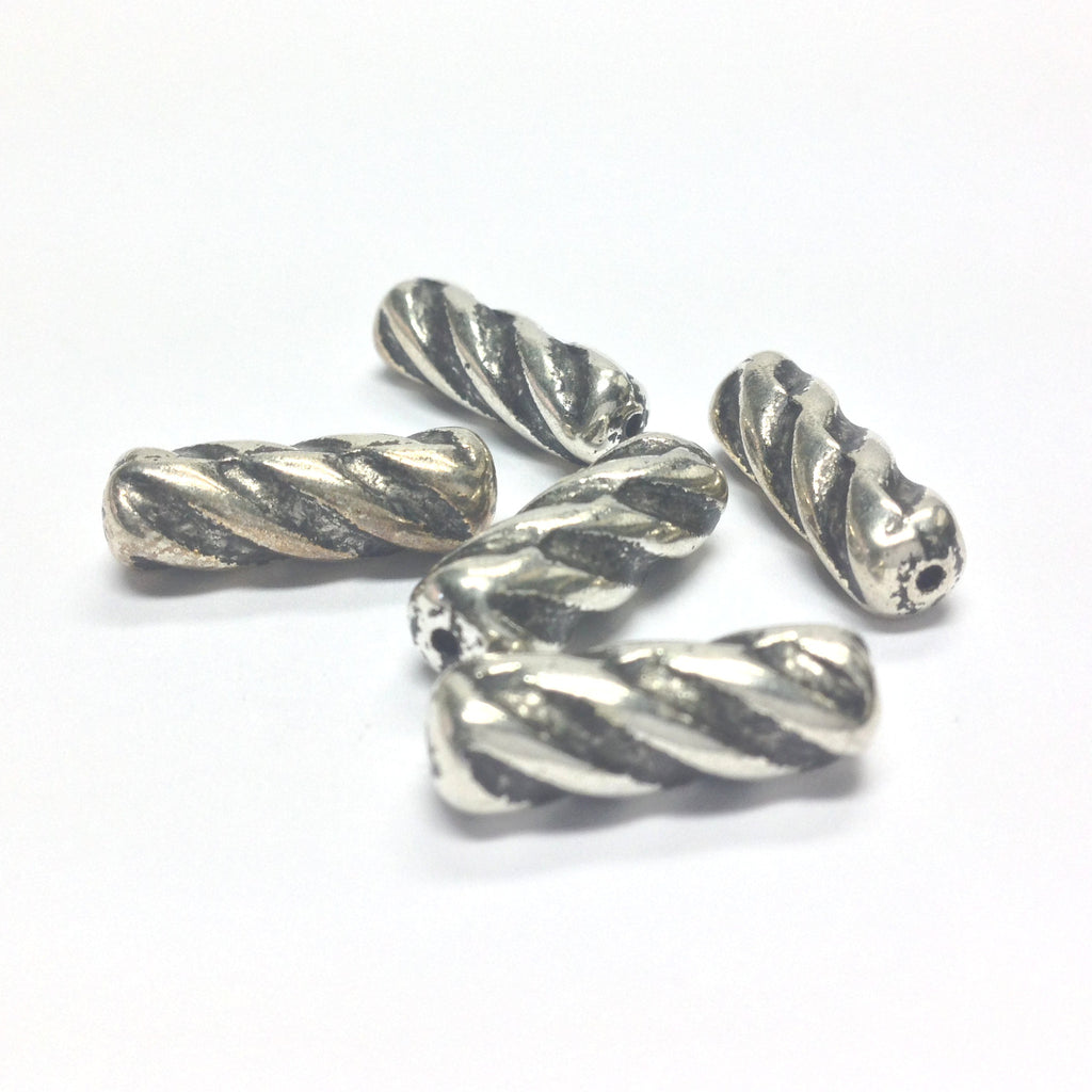 18X6MM Ant.Silver Twist Tube Bead (72 pieces)