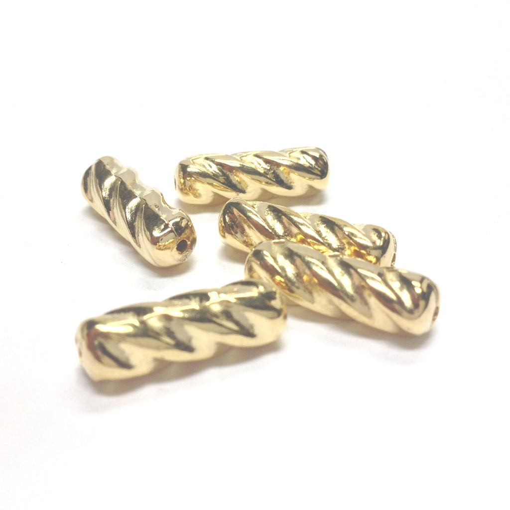 18X6MM Ham.Gold Twist Tube Bead (72 pieces)