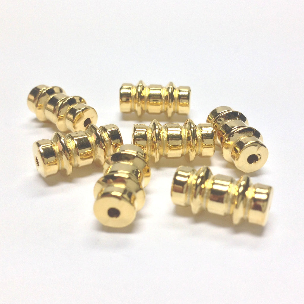 14X8MM Ham.Gold Fancy Tube Bead (72 pieces)