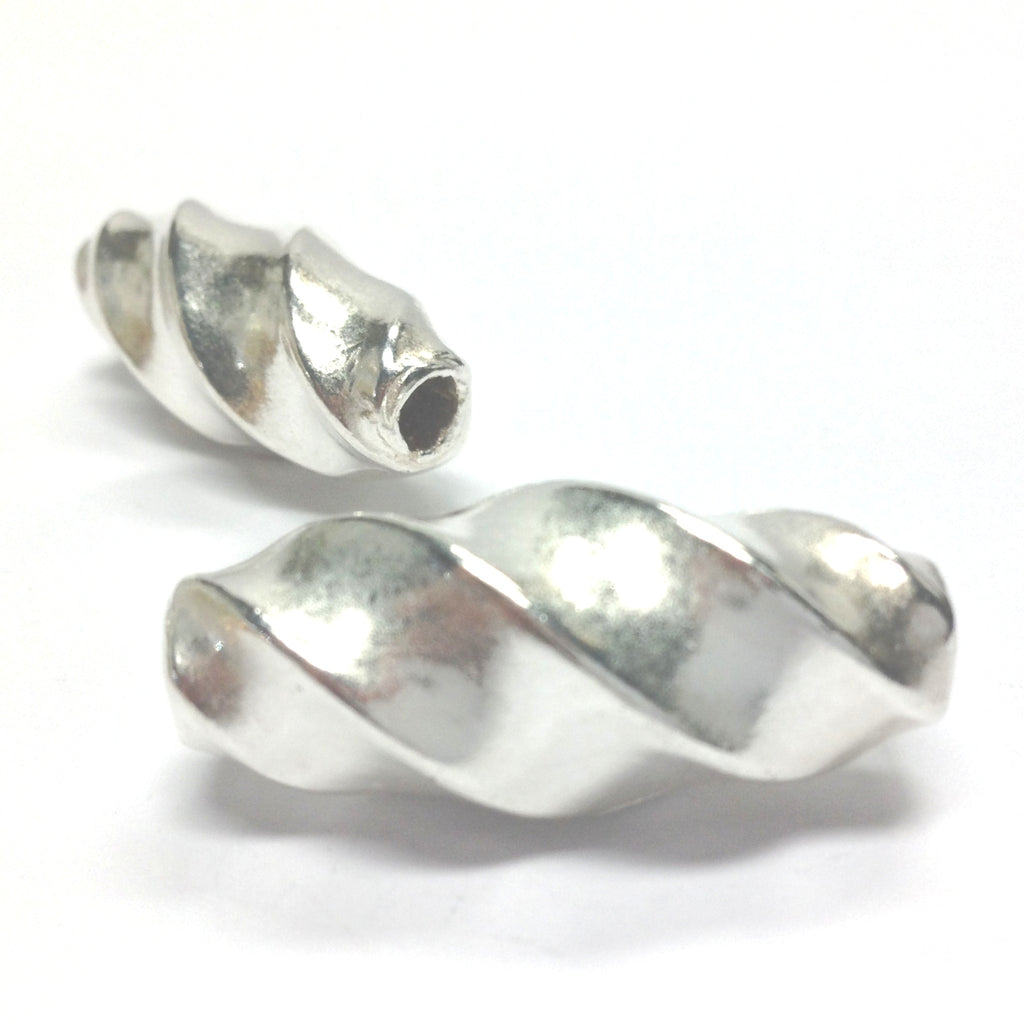 34X15MM Large Silver Oval Twist Bead (12 pieces)