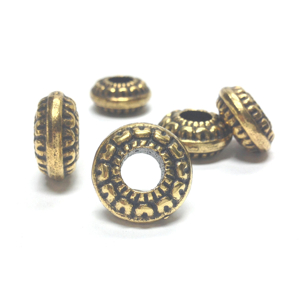 18MM Ant.Ham.Gold Lge.Hole Rondel (24 pieces)