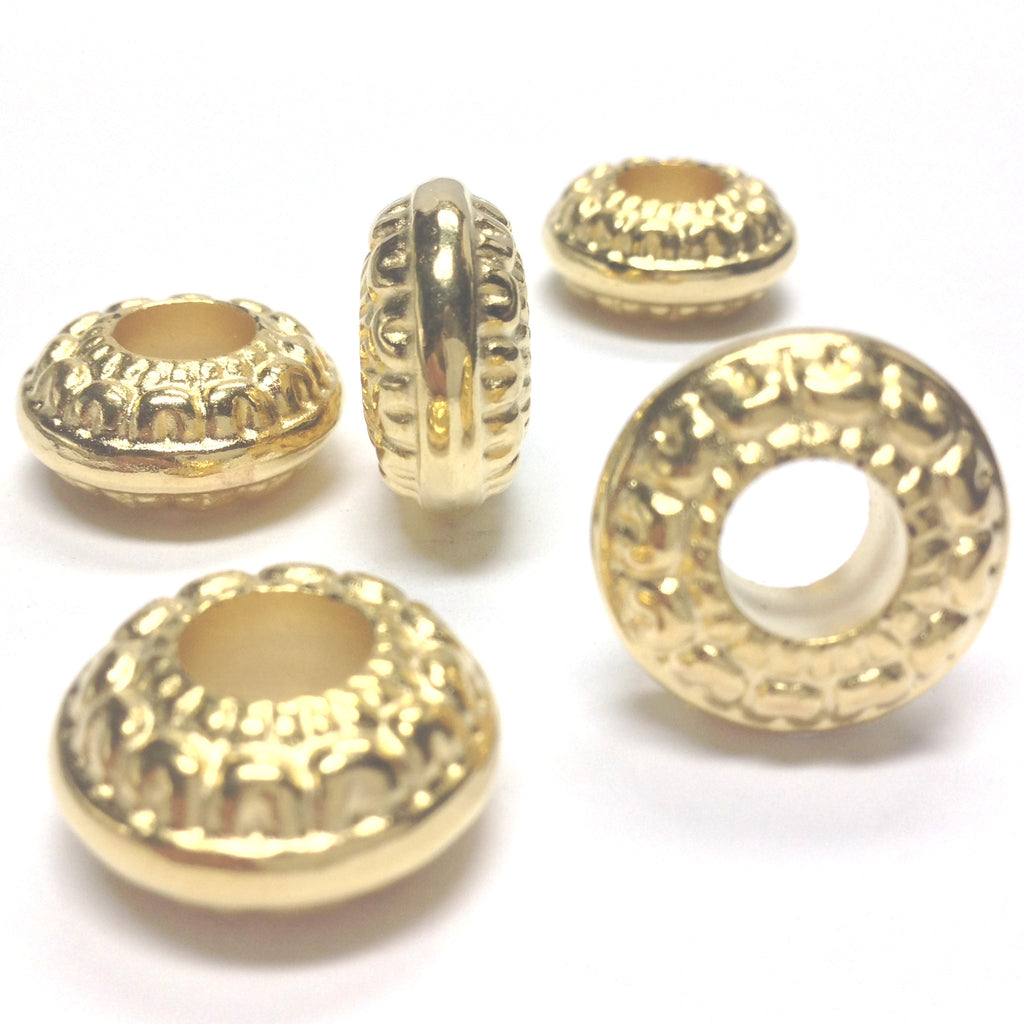 18MM Ham.Gold Lge.Hole Rondel (24 pieces)