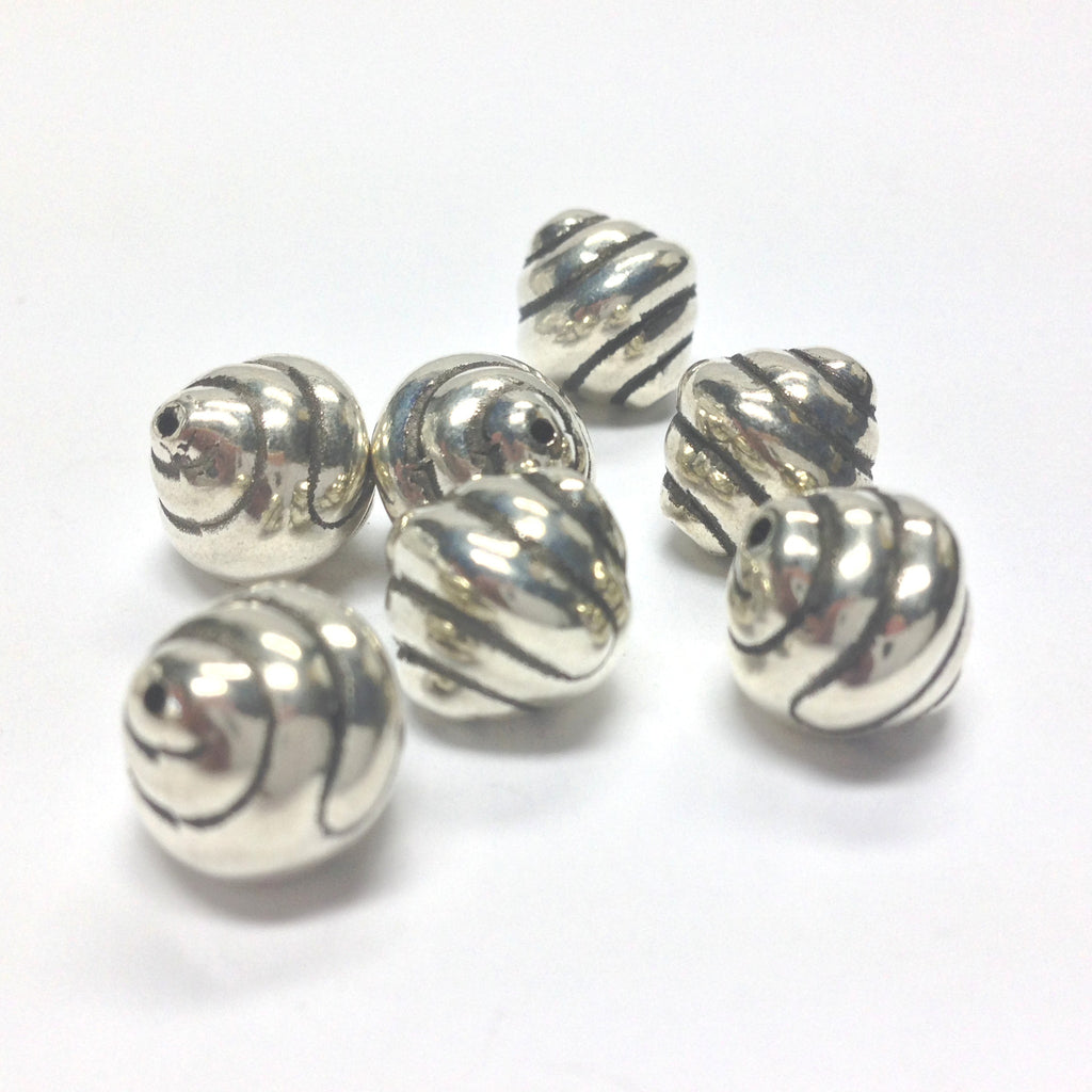 12MM Antique Silver Swirl Bead (36 pieces)