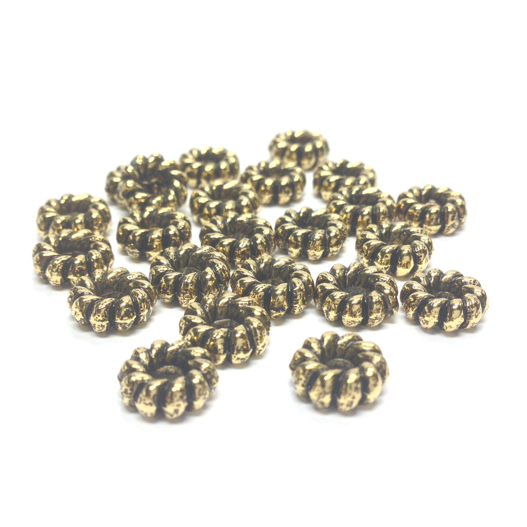 9MM Ant.Ham.Gold Fluted Rondel (144 pieces)