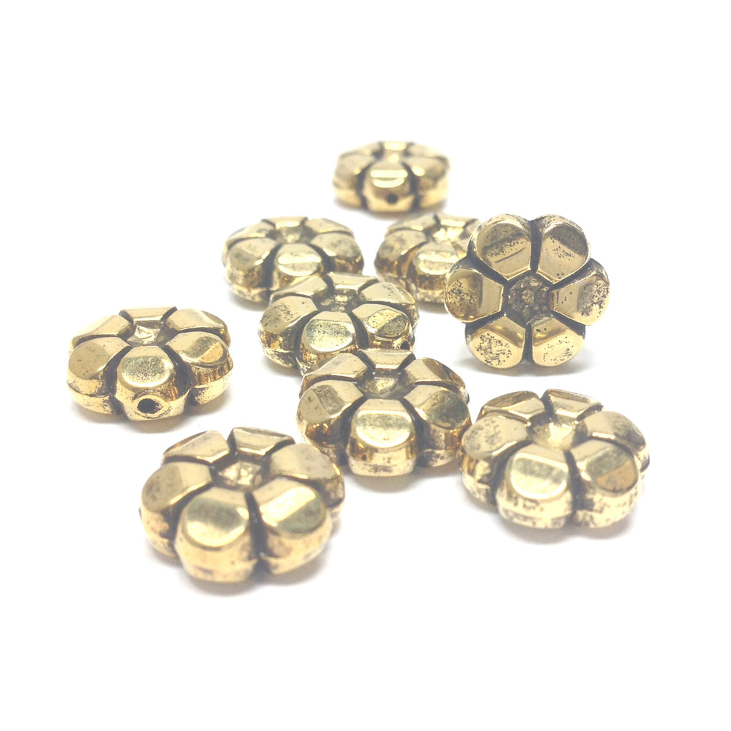 13MM Ant.Ham.Gold Flower Bead (72 pieces)