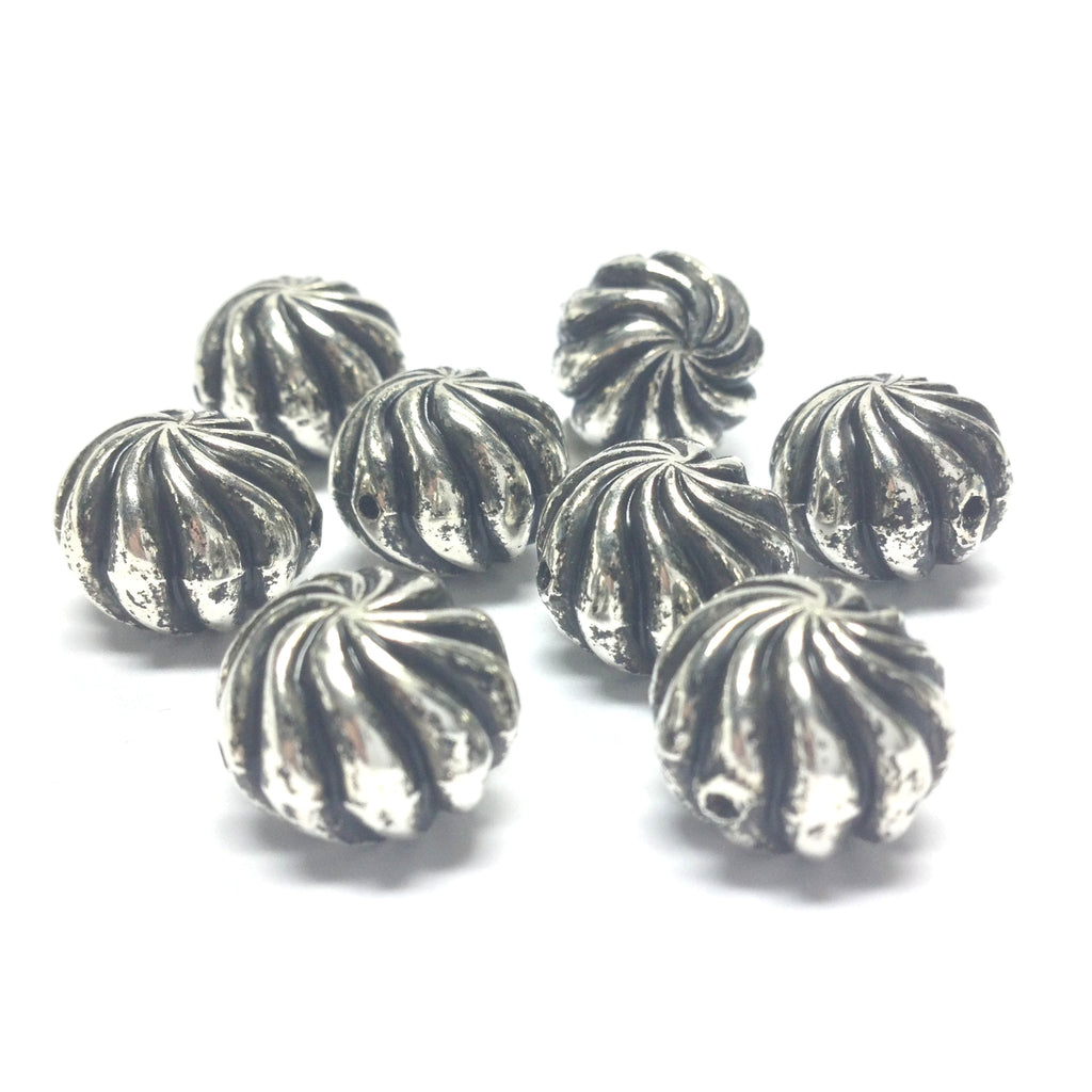 Large Antique Silver Swirl Bead (24 pieces)