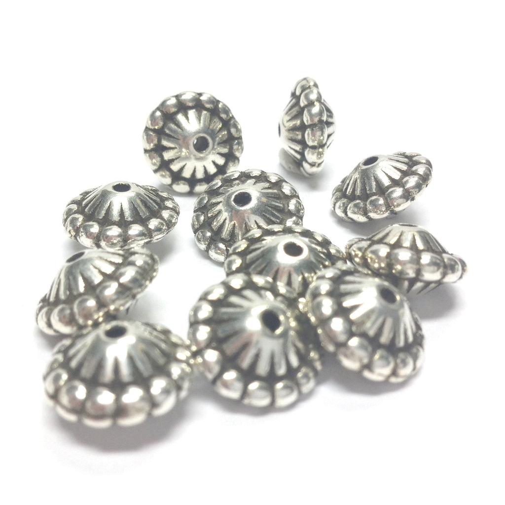 12X8MM Fancy Ant.Silver Ribbed Bead (72 pieces)