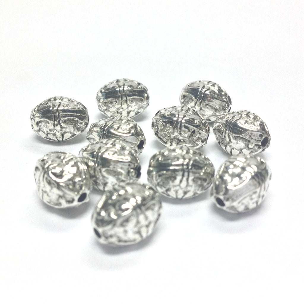 15X12MM Ant.Silver Fancy Oval Bead (36 pieces)