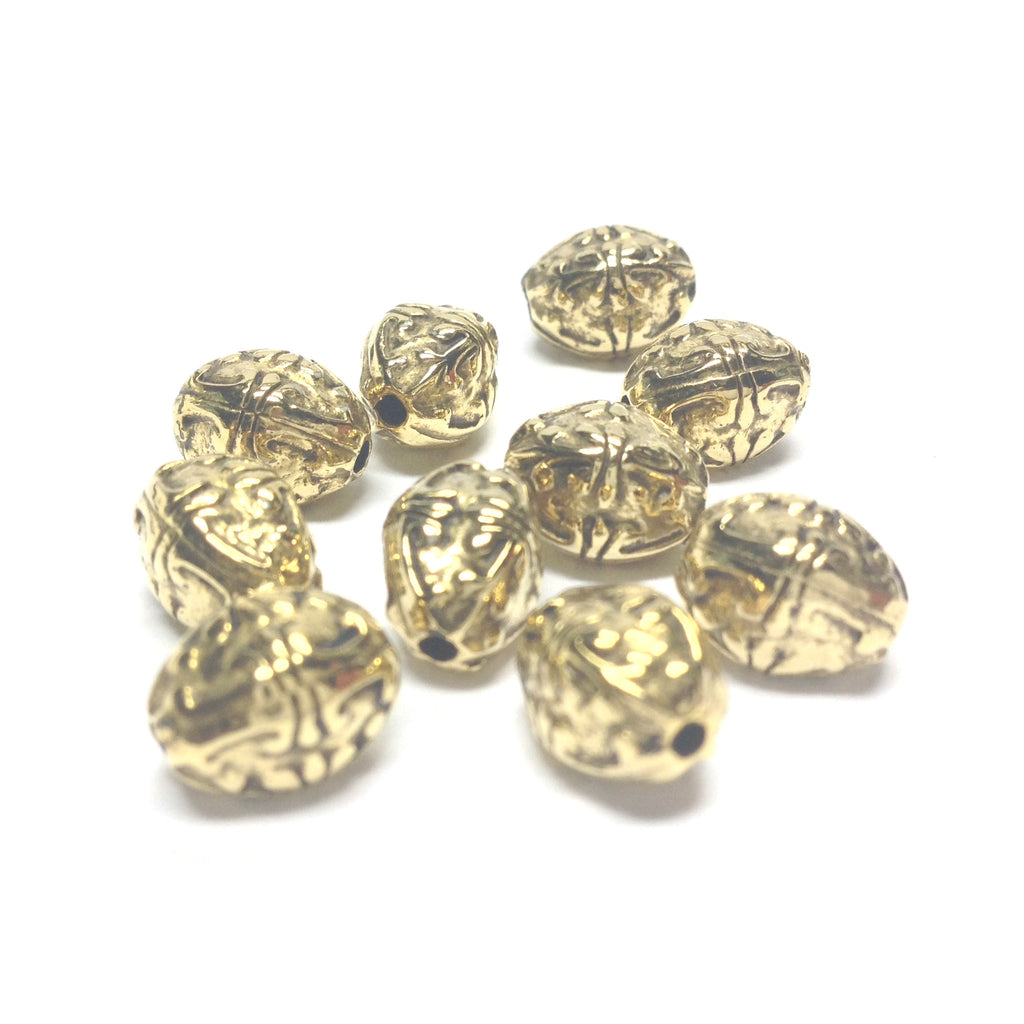 14X10MM Ant.Ham.Gold Fancy Oval Bead (36 pieces)