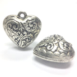 24MM Ant.Silver Filigree Heart Drop (12 pieces)