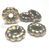 18MM Ant. Ham. Gold Fluted Rondel (36 pieces)
