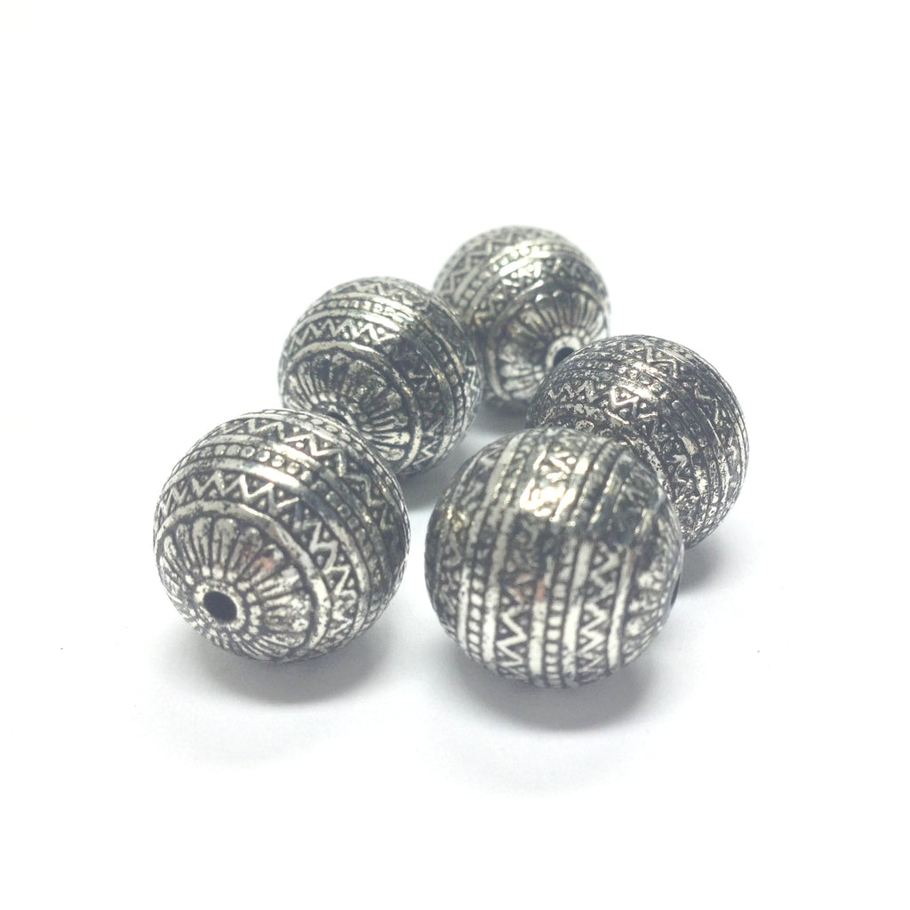 14MM Fancy Antique Silver Bead (24 pieces)