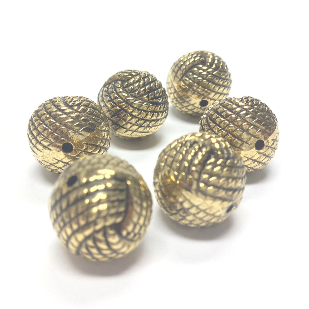 18MM Ant.Hamilton Gold Rope Bead (12 pieces)