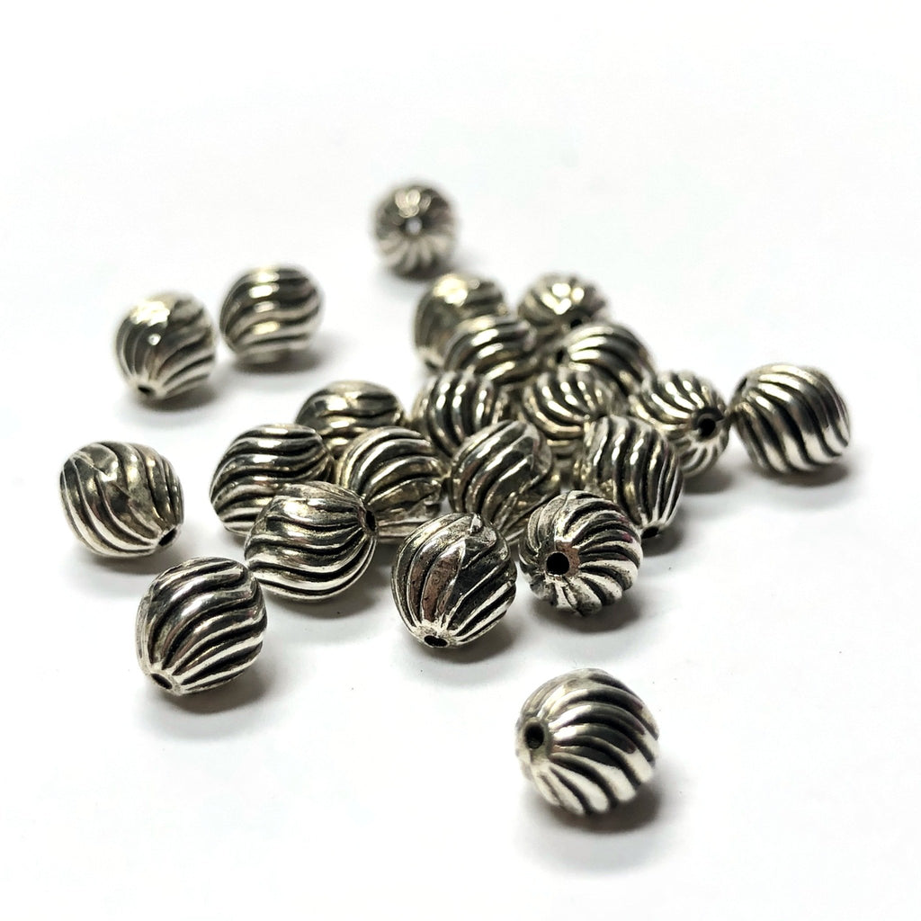 6MM Antique Silver Fluted Oval Bead (144 pieces)