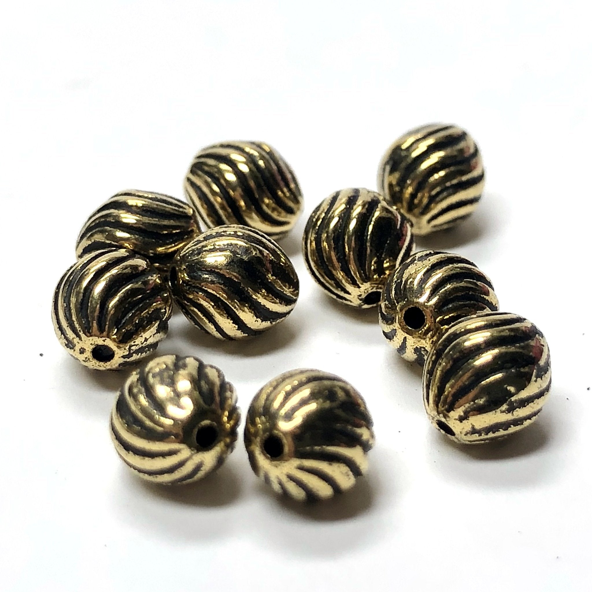 6MM Antique Ham.Gold Fluted Oval Bead (144 pieces)