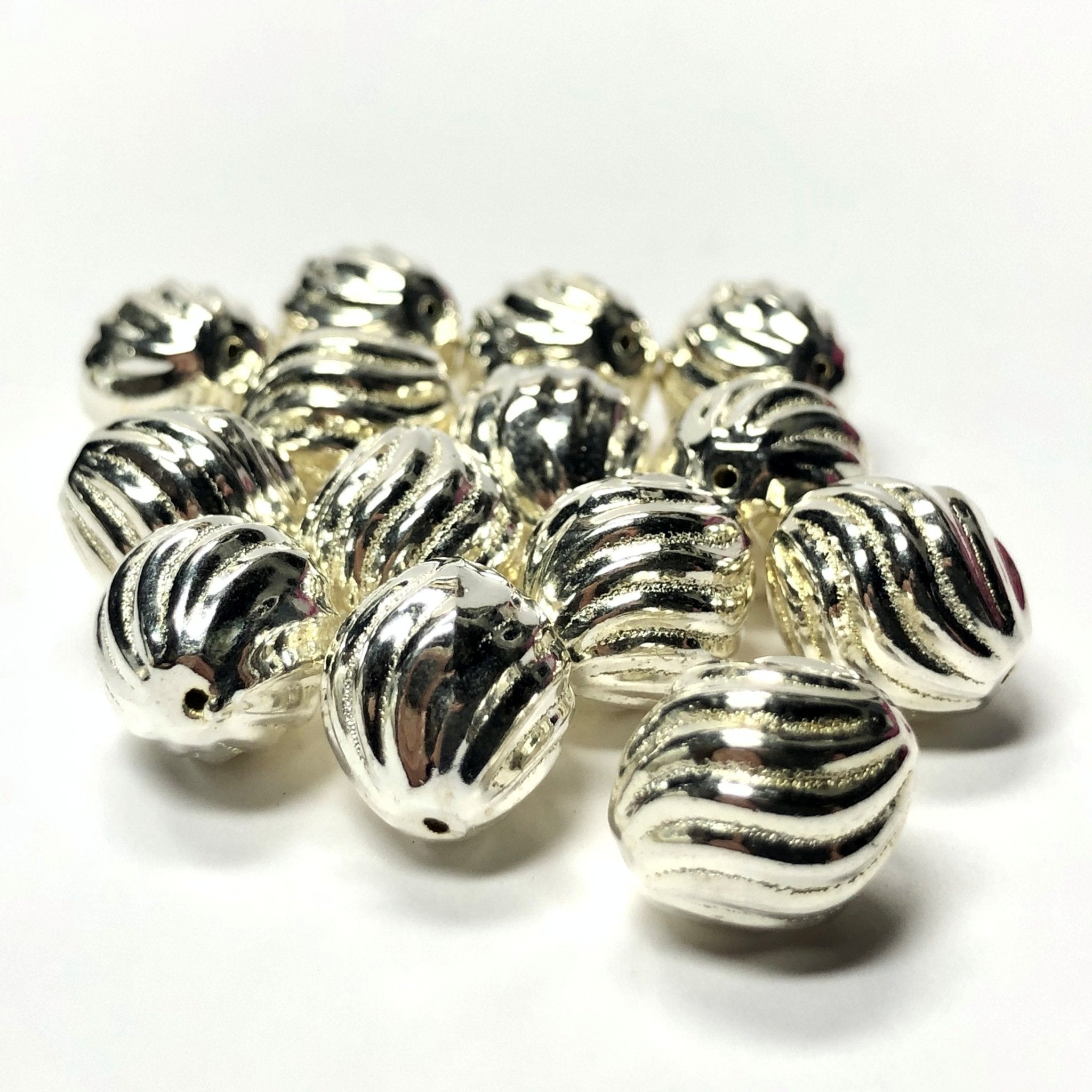 5MM Silver Fluted Oval Bead (144 pieces)