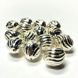 10MM Silver Fluted Oval Bead (72 pieces)