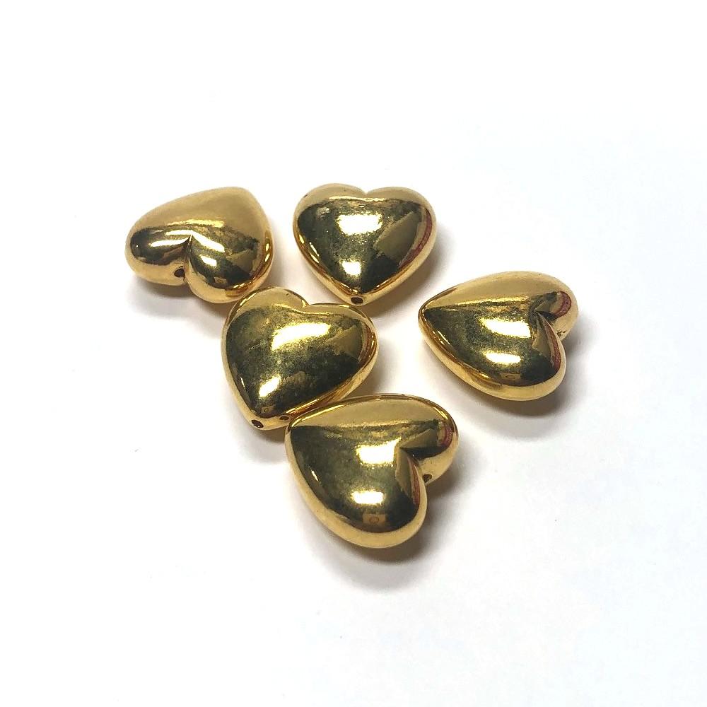 Bead Landing 6mm Gold Metal Heart Beads - Each