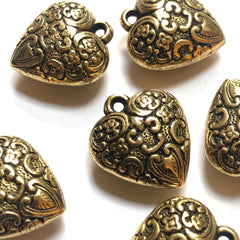 35MM Antique Ham.Gold Heart Cab (6 pieces)