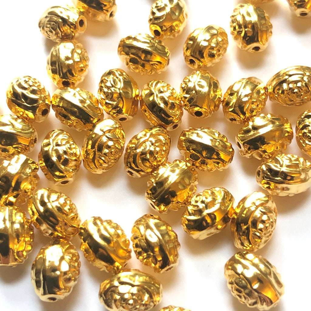 7X5MM Ham.Gold Flower Oval Bead (144 pieces)